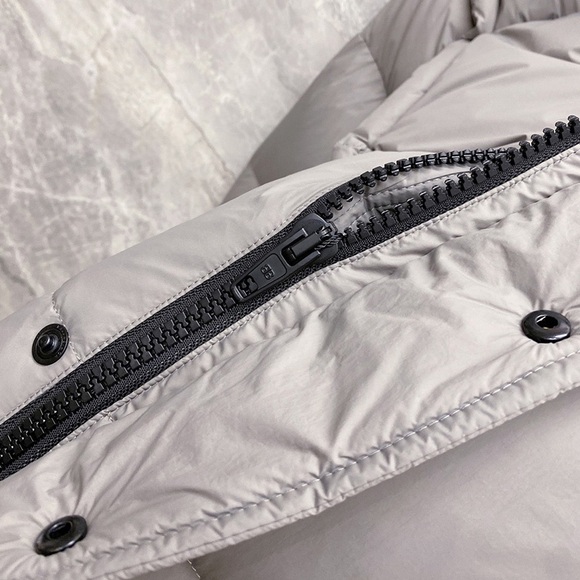 Balenciaga Grey Double B Embossed Hooded Down Jacket - Picture 8 of 9